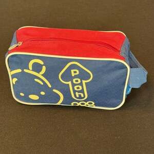 Disney Winnie the Pooh Blue & Red Nylon Travel Toiletry Bag w/ Yellow Piping
